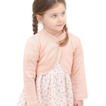 Lilax Baby Girls' Knit Long Sleeve Button Closure Bolero Cardigan Shrug (3-6 Months, Peach)