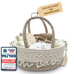Kiddibodi Baby Gift Set | 11 Piece Gender Neutral Newborn Gift Basket for Boys & Girls – Baby Essentials with Plate, Bib, Spoon, Cup, Feeder, Outfit, Rattles & Storage Bag