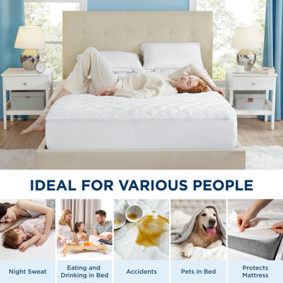 Bedsure Queen Mattress Protector, Quilted Waterproof Mattress Protector with Deep Pocket up to 22 Inches, Soft Breathable Noiseless Bed Pad Topper, Queen Bed Cover for Home, Bedroom, Hotel – White
