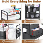 Orzbow 4 Tier Baby Rolling Storage Cart with Drawers, Detachable Baby Diaper Caddy Organizer and Storage, Metal Rolling Utility Cart for Nursery, Bedroom, Changing Table & Crib, Easy to Assemble, Gray