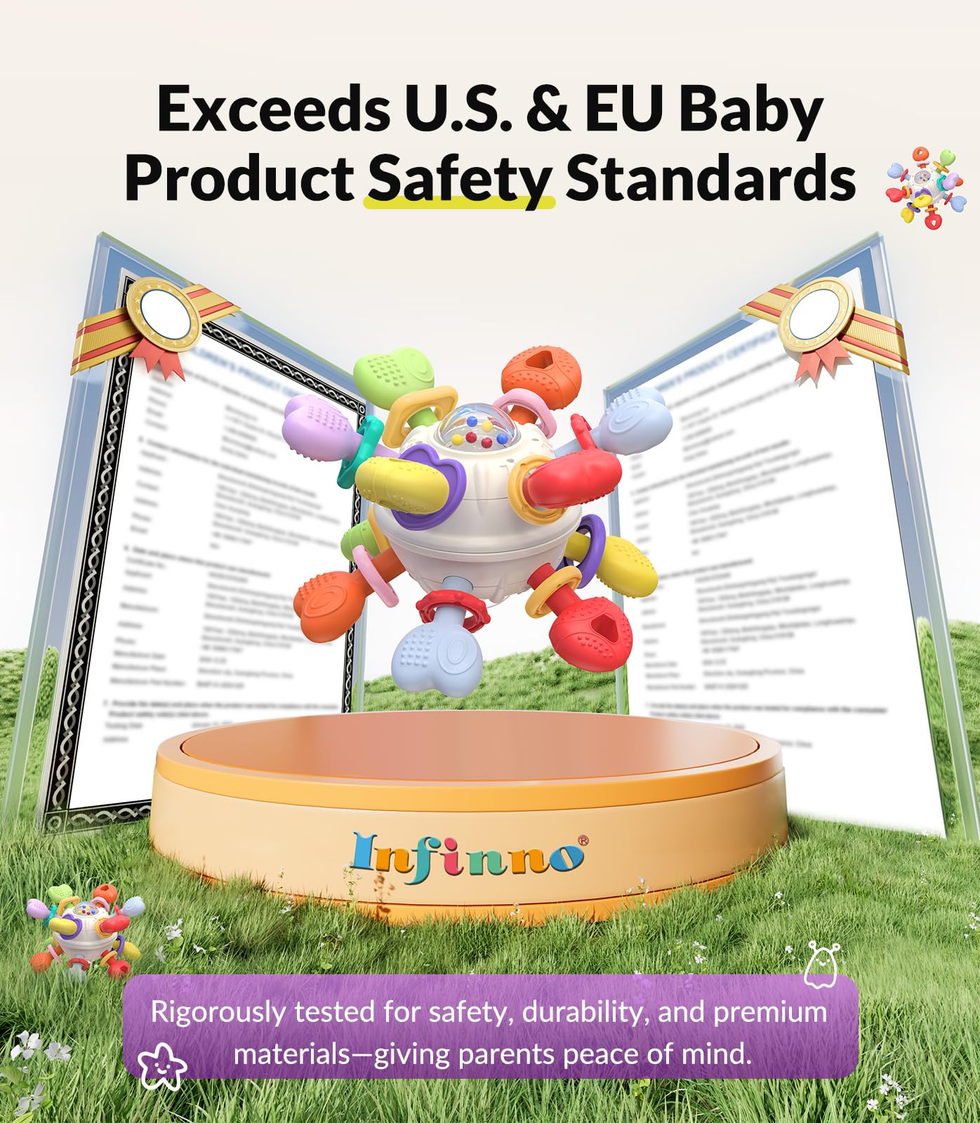 Baby Silicone Teething Toys - Safe, Multi-Functional BPA-Free Sensory Learning Teether Montessori Baby Toys for Infant 0-12 Months Teething Relief with Rattle Perfect Baby Gift for Boys Girls