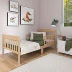 Dream On Me Finn Toddler Bed in Vintage White Oak, Greenguard Gold and JPMA Certified, Non-Toxic Finish, Made of Sustainable New Zealand Pinewood, Low-to-Floor Design with Safety Guard Rails