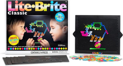 Lite-Brite Classic toy set with packaging and components on a white background