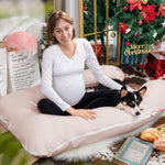 Meiz Pregnancy Pillows, Cooling Pregnancy Pillows for Sleeping, Maternity Pillow for Tall Pregnant Woman, Pregnancy Body Pillow with Cooling Jersey Cover, Apricot