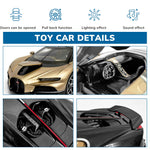 FRJV Car Toys for Boys 1 32 Diecast Cars Collectibles Car Model Kit,Metal Toy Car for Boys and Girls,Pull Back Cars with Lights and Sounds,Cars for Kids Ages 3-5（Gold）