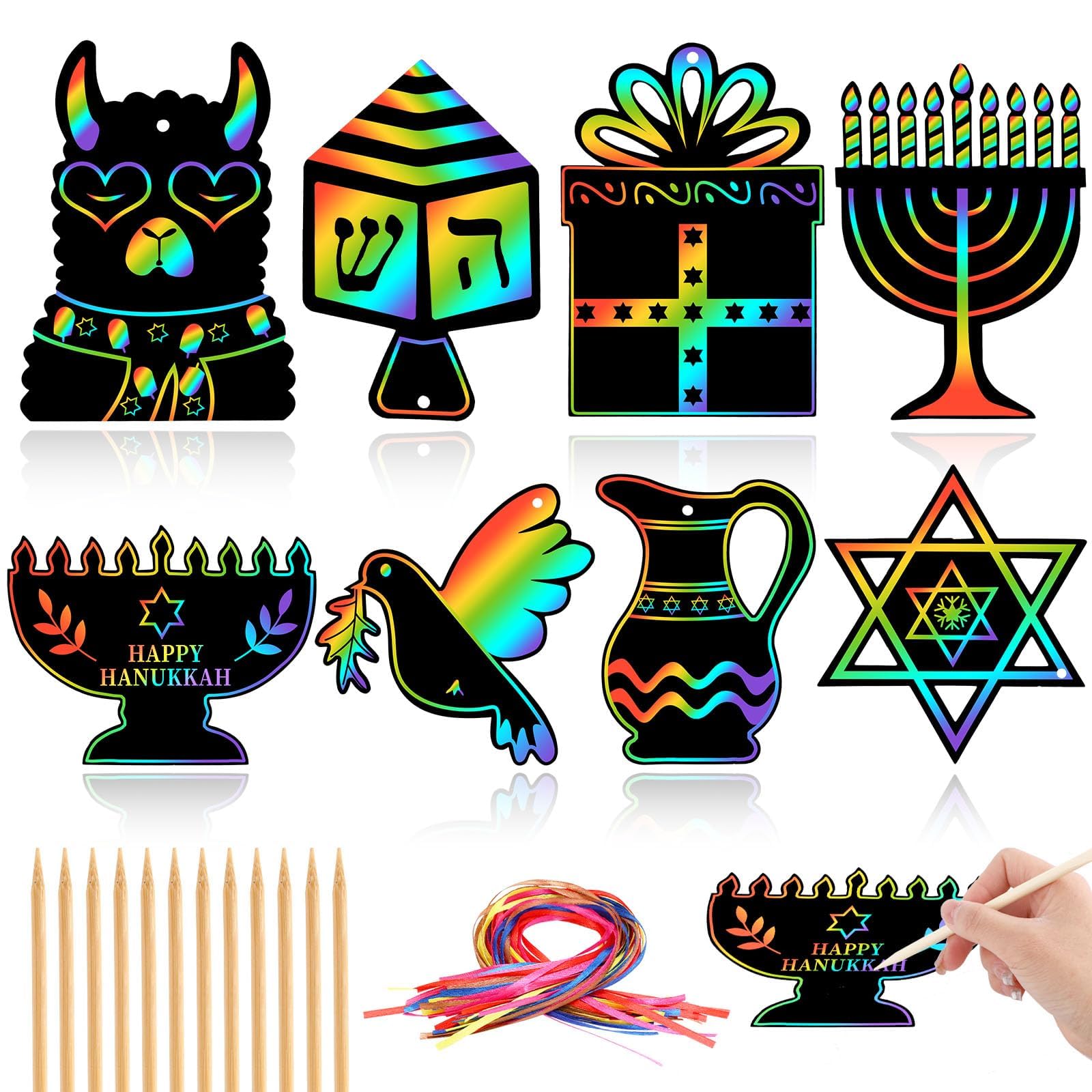 JULMELON 36 PCS Summer Crafts, Rainbow Scratch Art Summer Gifts Magic Color Ice Cream Scratch Cards DIY Sweet Candy Ornament for Party Favors School Activities