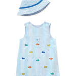 Little Me Clothes for Baby Boys' Whales Sunsuit and Hat, Blue Whales, 9 Months