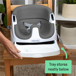 Ingenuity Baby Base 2-in-1 Booster Feeding and Floor Seat with Self-Storing Tray - Slate