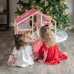 Tiny Land Wooden Dollhouse for Girls - 6 Rooms Wooden Doll House, DIY Pretend Doll House with 32Pcs Furniture Accessories, Creative Gift for Girl Ages 3+