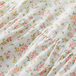 pureborn Toddler Girls Woven Dress Short Sleeve Cotton Peter Pan Collar Dress Summer Playwear Dresses White Pink Blooms 2-3 Years