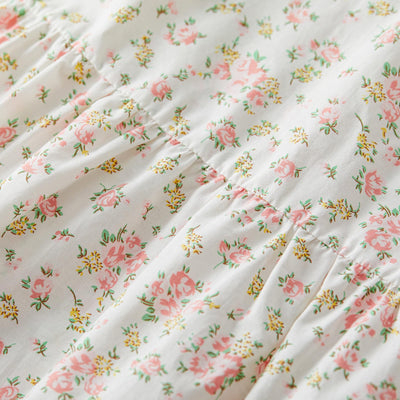 pureborn Toddler Girls Woven Dress Short Sleeve Cotton Peter Pan Collar Dress Summer Playwear Dresses White Pink Blooms 2-3 Years