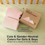 2-Pack Waterproof Crib Mattress Protector Cover Fitted - Quiet Baby Crib Mattress Pad Sheets, 52" x 28" Soft Quilted Cotton Baby Sheet, Machine Washable, Easy Fit, Durable (Mist Rose/Mavy)