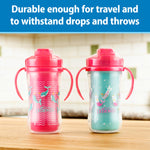 Dr. Brown's Milestones Insulated Hard Spout Sippy, Spill Proof Cup with Handles for Toddlers, 2-Pack, Pink, 10 oz/300 mL, BPA Free, 12m+