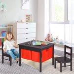 Costzon Kids Table and Chairs, 2 in 1 Wooden Activity Desk w/Building Block Double-Sided Tabletop & 2 Large Storage Drawers, Toddler Table and Chair Set for Preschool, Nursery, Kindergarten(Espresso)