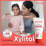 Botao Kids Natural Strawberry Flavored Anticavity Fluoride Toothpaste Maximum Cavity Protection Cleans Children’s Teeth Protects Gums Chamomile Aloe Vera Calendula Xylitol for Ages 2 and Up