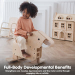 PlanToys® Wooden Walking Elephant Ride-On Toy for Toddlers | Eco-Friendly Montessori Balance & Movement Toy | Develops Coordination, Strength & Confidence
