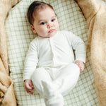 Under The Nile Organic Cotton Muslin - Bassinet Sheet - Sage Windowpane, 26" x 18"