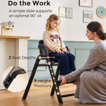 Momcozy DinerPal Wooden High Chair for Babies, Toddlers & Adults Up to 308 Lbs, Convertible Baby Highchair with Food-Grade Tray, Dishwasher-Safe, Adjustable & Ergonomic, Midnight Black