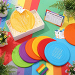 HyDren 24 Sets End of The Year Gifts 7'' Rubber Flying Discs Bulk with Inspirational Cards Fun Flying Disc Toy for End of The Year Graduation Party Favors Summer Gifts Sports Outdoor Activities