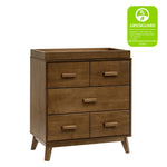 Babyletto Scoot 3-Drawer Changer Dresser with Removable Changing Tray in Natural Walnut, Greenguard Gold Certified