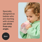 Tommee Tippee Starter Weighted Straw Baby & Toddler 10oz Sippy Cup for 6 Months+, with Silicone Weighted Straw and Easy-Hold Handles, BPA Free, Pink & Purple, Pack of 2