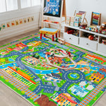 plumlik Car Rug Play Mat for Kids Toy Cars, Road Traffic Playmat for Kid Bedroom, Non-Slip Machine Washable Town City Race Track Carpet for Learn and Have Fun 3'x4'/ 36"x48"
