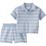 Little Planet by Carter's Boy 2-piece Shorts Set made with Organic Cotton, Blue Stripes, 24M