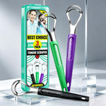 CATACC PRO 3 Pack Metal Tongue Scrapers for Kids Adults, Stainless Steel Tongue Cleaner Scrubber with Travel Case