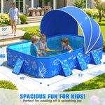 2026 Kiddie Pool with Canopy,Baby Swimming Pool for Toddler,Non-Inflatable Portable Pool for Kids,Foldable Toddler Pool with Shade,Kiddie Pool for Backyard,Pop Up Baby Beach Pool 53''×40''×33''