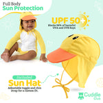 Cuddle Club UPF 50+ Baby Sunsuit with Sun Hat for Newborns, Infants & Toddlers, Sun Protection Rashguard & Swimsuit