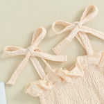 VISGOGO Infant Baby Toddler Girls Clothes Solid Color Sleeveless Camisole Linen Pants Set Baby Summer Outfits (Apricot, 12-18 Months)