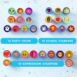 JOYIN 50 Pcs Assorted Stamps for Kids - Self-Ink Stamps with 50 Designs for Birthday Party Favor, Carnival Prizes, School Stampers, Goodie Bag, Classroom Treasure Box Toys (Zoo, Holiday Stampers)