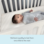 Newton Baby Galileo Mini Crib Solid Beech Wood with Wheels in Warm White, Mini Crib Mattress Included, Adjustable Mattress Height, Ultra-Safe Non-Toxic Finish