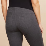 Motherhood Maternity Women's Full Length French Terry Secret Fit Over The Belly Pregnancy Legging, Grey, Large