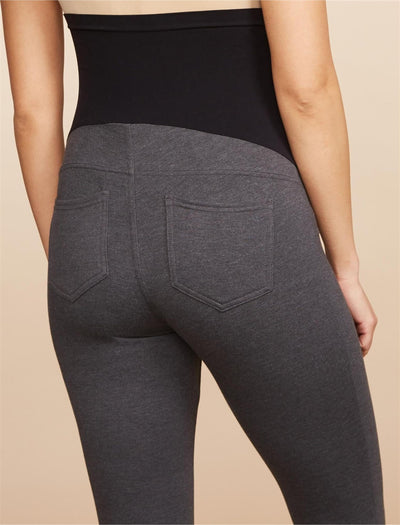 Motherhood Maternity Women's Full Length French Terry Secret Fit Over The Belly Pregnancy Legging, Grey, Large