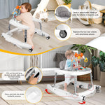 Wolfcode 5-in-1 Music and Lights Baby Walker Foldable with 5 Adjustable Heights, Baby Walker with Wheels and Bouncer Combo Portable, Infant Toddler Walker for Baby Boy Girls 6-18 Months