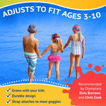 Frogglez Anti-Fog Swimming Goggles for Kids under 10 (Ages 3-10) Recommended by Olympic Swimmers; Premium Pain-Free Strap