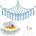 CERETIA Stuffed Animal Hammock with LED Light, Toy Hammock for Stuffed Animals Storage for Kids Room Decor, Stuffed Animal Hammock Corner, Baby Blue