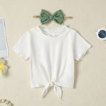 Kucnuzki 2T-3T Toddler Girl Outfit - Cute Stuff Short Sleeve Ruffle Tops Shirt & Green Pants Set for 2-3 Years Old