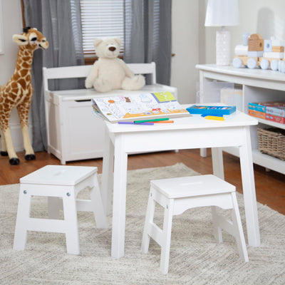 Melissa & Doug Wooden Square Table (White) Kids Table, Children's Furniture, for Kids Crafts and Activity