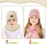 Baby Beanie Mittens Scarf Set,Toddler Kids Winter Hat and Thermal Gloves Neck Warmer Set for Girls Boys Camel