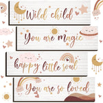 Blulu Boho Rainbow Inspirational Decor Art Wall Hanging Sign Inspiring You Are So Loved Rainbow Wooden Decoration for Bedroom Nursery Dorm(Natural)