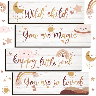 Blulu Boho Rainbow Inspirational Decor Art Wall Hanging Sign Inspiring You Are So Loved Rainbow Wooden Decoration for Bedroom Nursery Dorm(Natural)