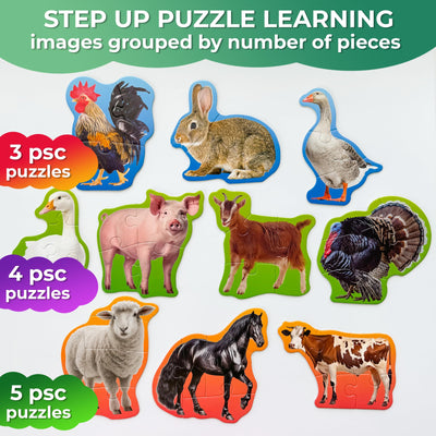 QUOKKA Toddler Puzzles Ages 2-4 - Large Floor Puzzles for Kids 3-5 - 8 Realistic Animal Shapes | Extra Thick Cardboard | Preschool Learning Game - 40 Big Piece Gift for Toddlers 1-3 Years Old
