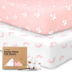 KeaBabies 2-Pack Organic Crib Sheets for Boys, Girls - 52x28 Fitted Crib Mattress Sheet Neutral, Breathable Jersey Cotton Cover for Baby Bed, Toddler Mattress, Soft & Cute Prints (Dreamland)