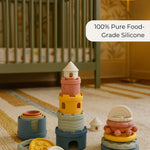 Hippypotamus Stacking Cups - Silicone Baby Stacking Toys - Montessori Soft Nesting Cups for Babies - Castle