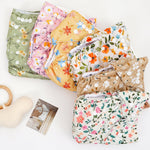 CoolaPeach 12 Set Reusable Adjustable Cloth Diapers for Newborn to 0-3 Years,One Size Washable Pocket Nappy Covers for Baby Girl and Boy,6 Pack Cloth Diapers+6pcs Microfiber Inserts (NCP05)