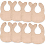 Comfy Cubs Muslin Bibs for Babies, (Pack of 8) - Soft and Highly Absorbent, Feeding, Drool and Teething Bib, Adjustable Snaps - Stylish & Colorful Unisex Designs, Giftable Set - (Blush)