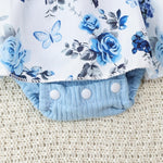 KAFIREN Baby Girl Clothes 3-6 Months Newborn Romper Dress Infant Lace Ruffle Sleeveless Summer Outfits with Headband Blue Flower 3-6 Months 80cm