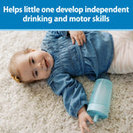 Dr. Brown's Milestones Straw to 360 Convertible Toddler Training Cup Set, 10 oz/300 mL, Interchangeable Silicone Straw and 360 Lids, Blue Ocean, BPA-Free, 9m+, 1-Pack